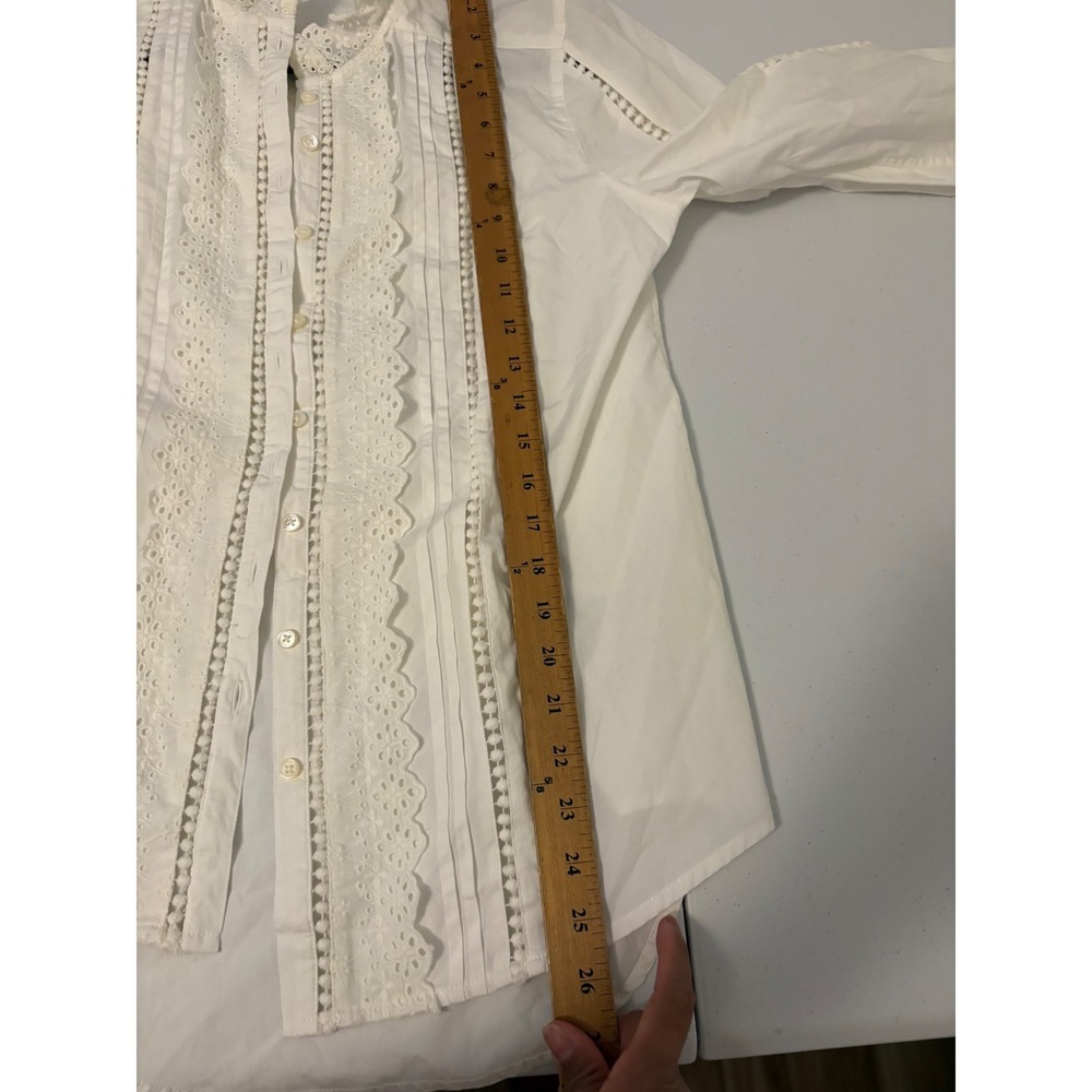Sundance White Eyelet Lace Blouse Cotton Boho Cottagecore Prairie Top Medium zz - Picture 6 of 7